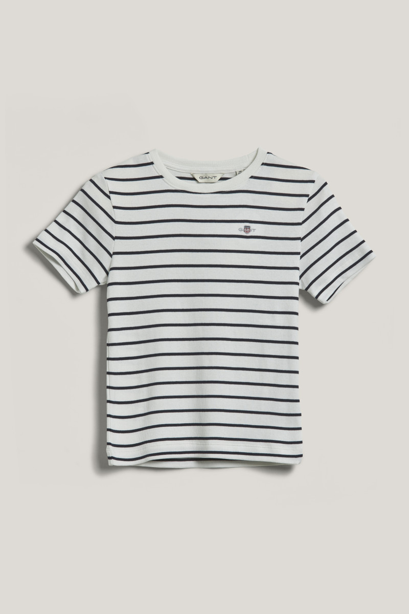 E-shop TRIČKO GANT STRIPED SHIELD SLIM T-SHIRT EGGSHELL