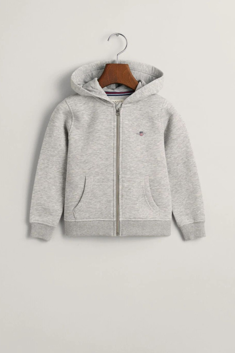 MIKINA GANT SHIELD ZIP HOODIE LIGHT GREY MELANGE