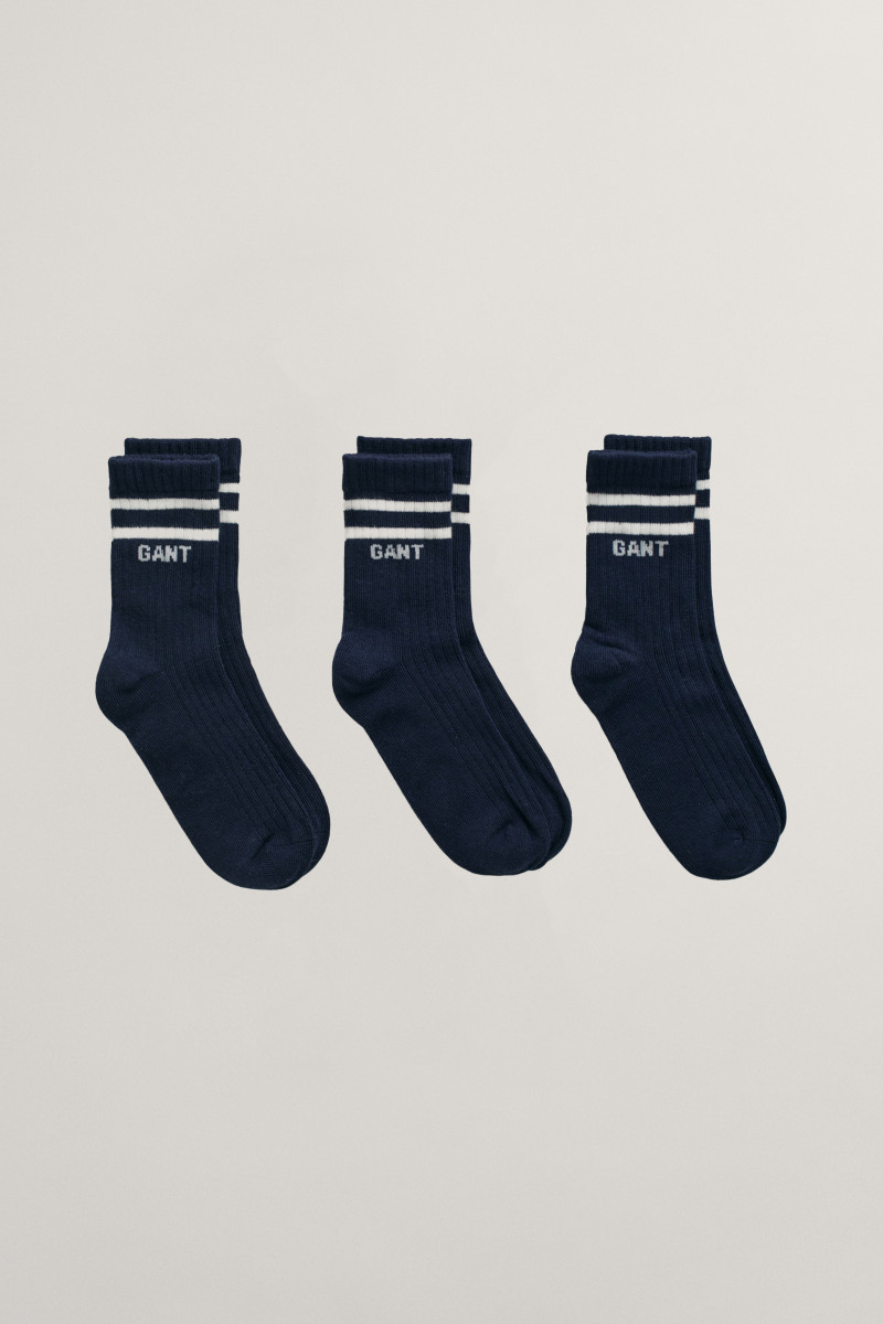 E-shop PONOŽKY GANT LOGO RIB SOCKS 3-PACK EVENING BLUE
