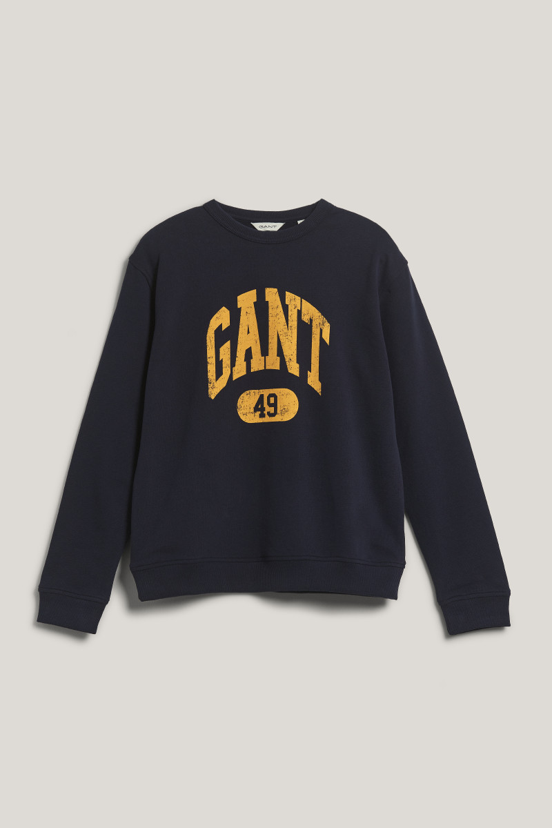 E-shop MIKINA GANT 49 ARCH RELAXED C-NECK EVENING BLUE