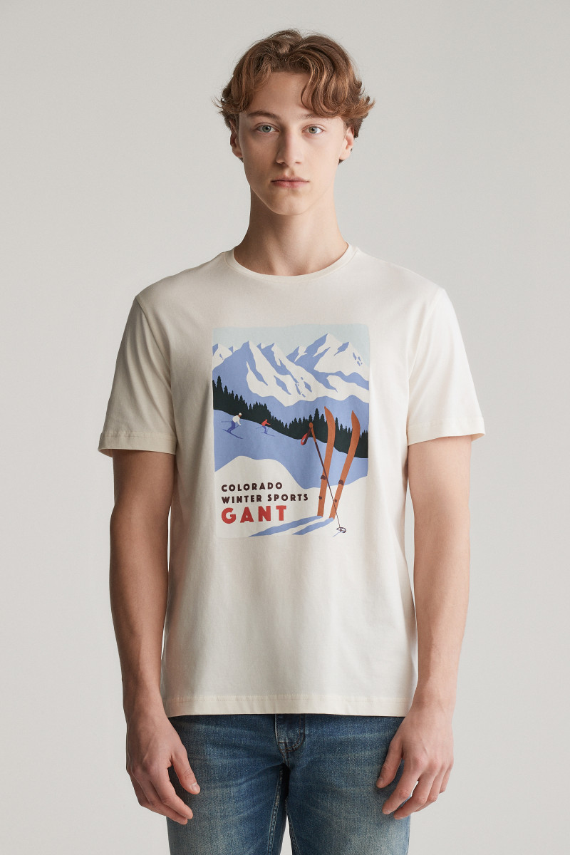 E-shop TRIČKO GANT SEASONAL GRAPHIC T-SHIRT CREAM