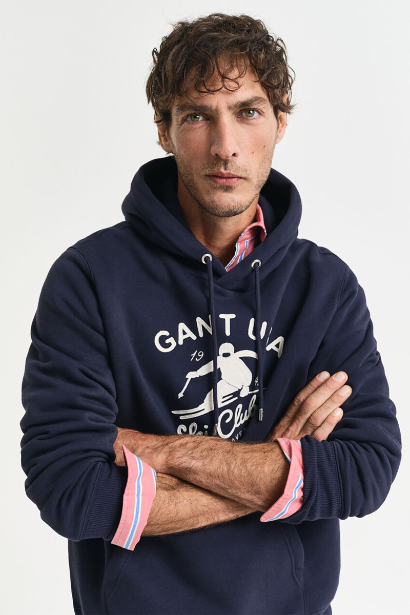 MIKINA GANT GRAPHIC HOODIE EVENING BLUE