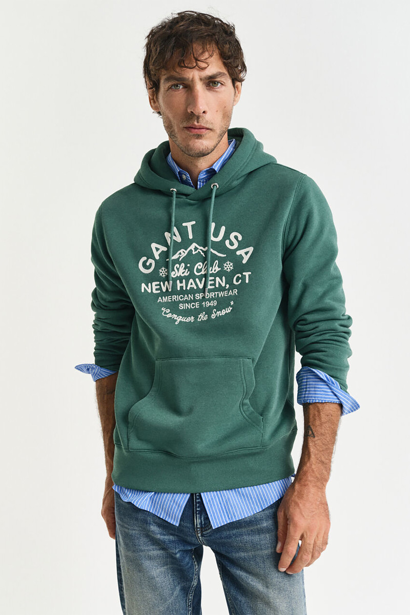 E-shop MIKINA GANT GRAPHIC HOODIE WOODY GREEN