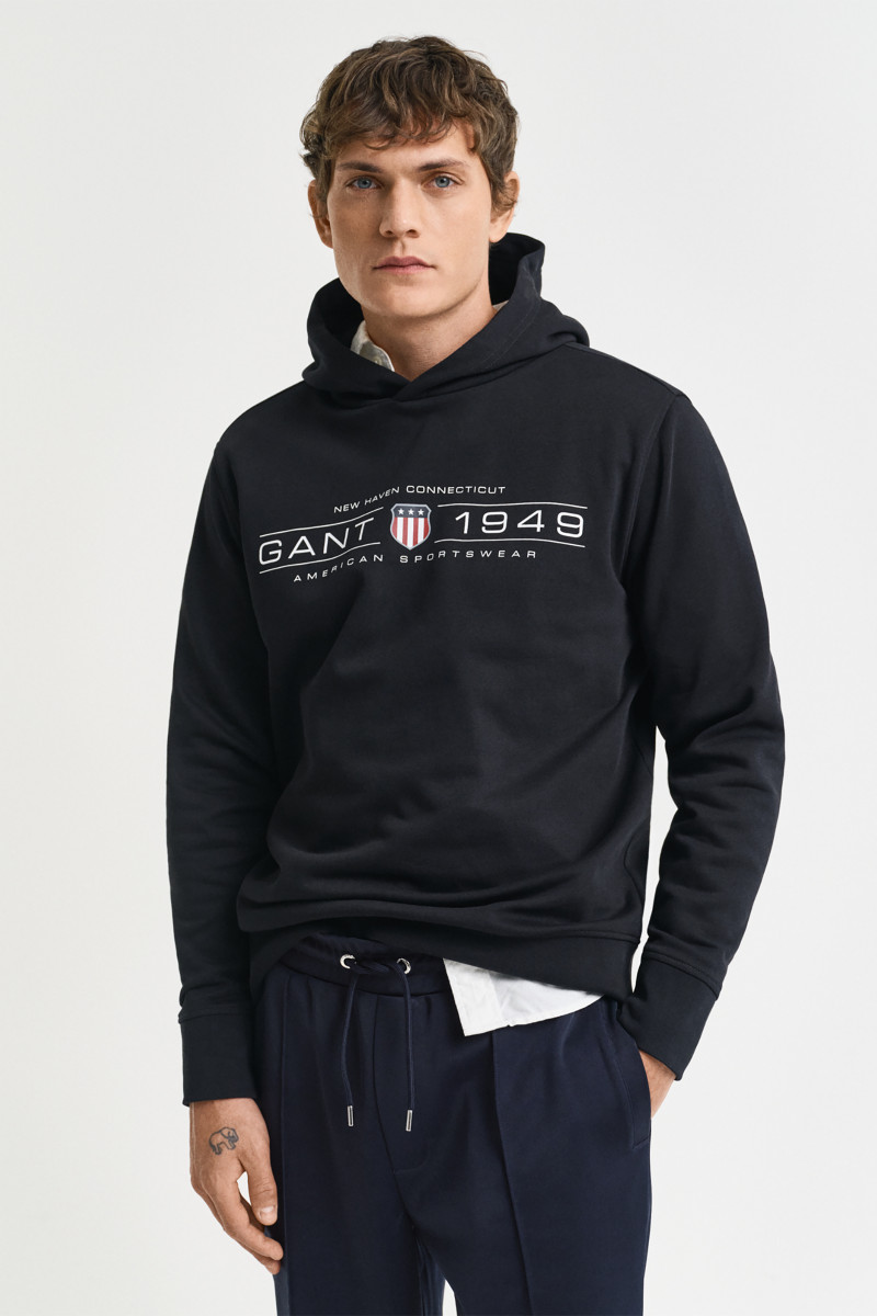 MIKINA GANT GRAPHIC HOODIE BLACK