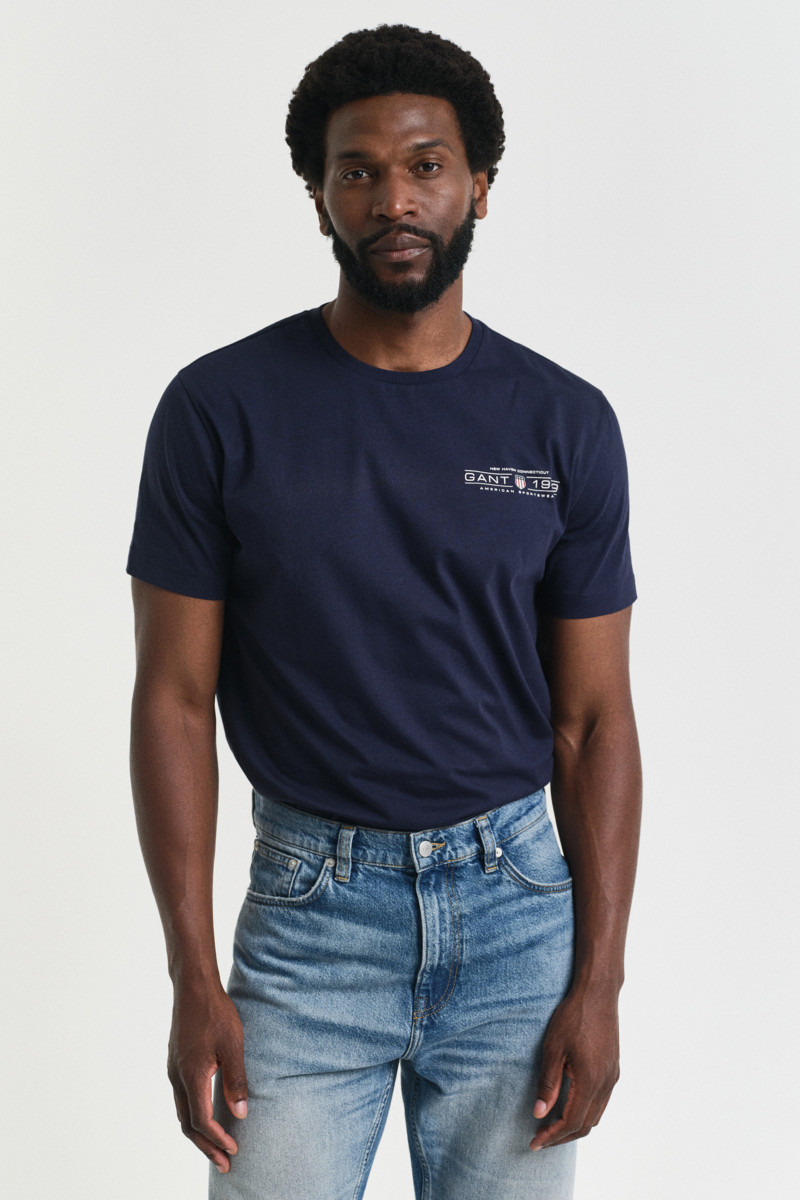 TRIČKO GANT PRINTED GRAPHIC SS T-SHIRT EVENING BLUE