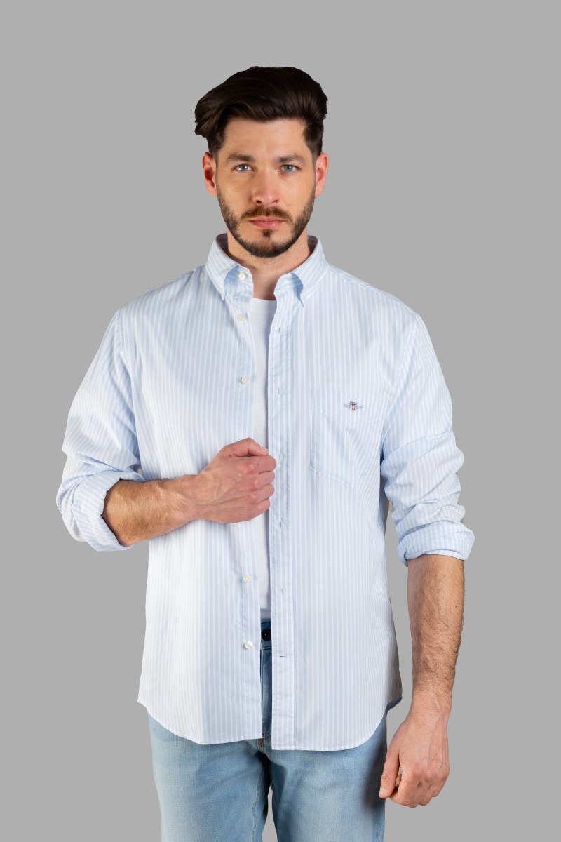 KOŠILE GANT REG CLASSIC POPLIN STRIPE SHIRT LIGHT BLUE