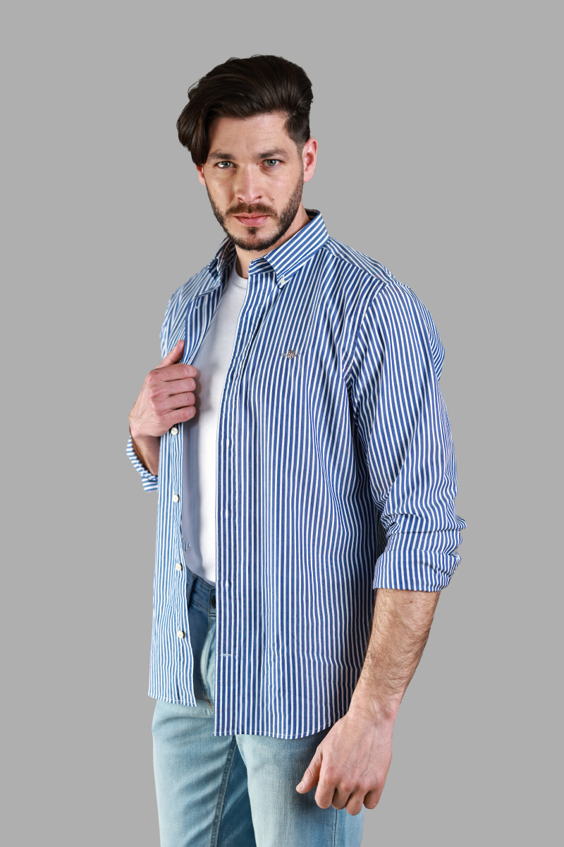 KOŠILE GANT SLIM CLASSIC POPLIN STRIPE SHIRT COLLEGE BLUE