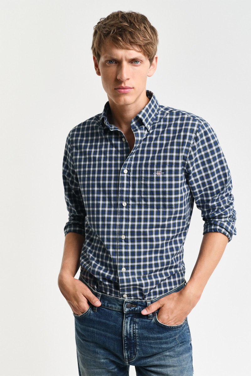 E-shop KOŠILE GANT REG CLASSIC POPLIN TARTAN SHIRT COLLEGE BLUE