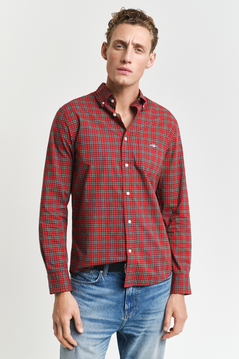 E-shop KOŠILE GANT REG CLASSIC POPLIN TARTAN SHIRT RUBY RED