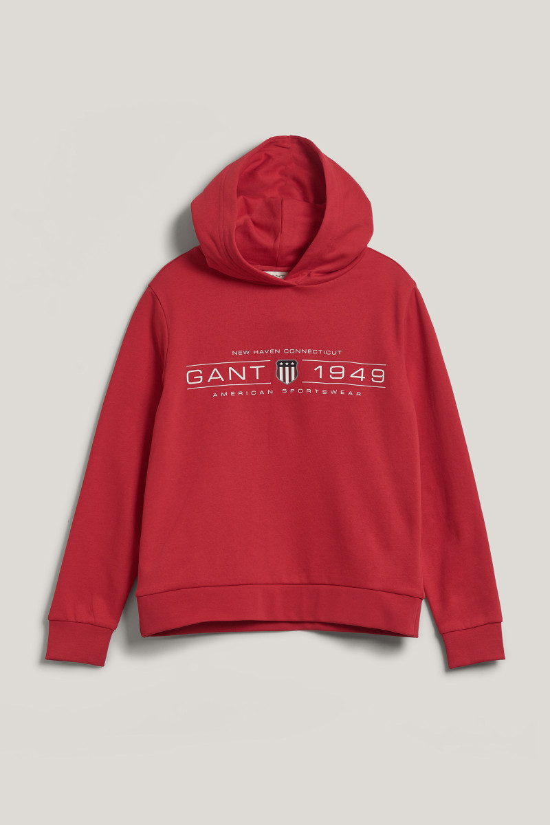 E-shop MIKINA GANT REG SHIELD HOODIE BRIGHT RED