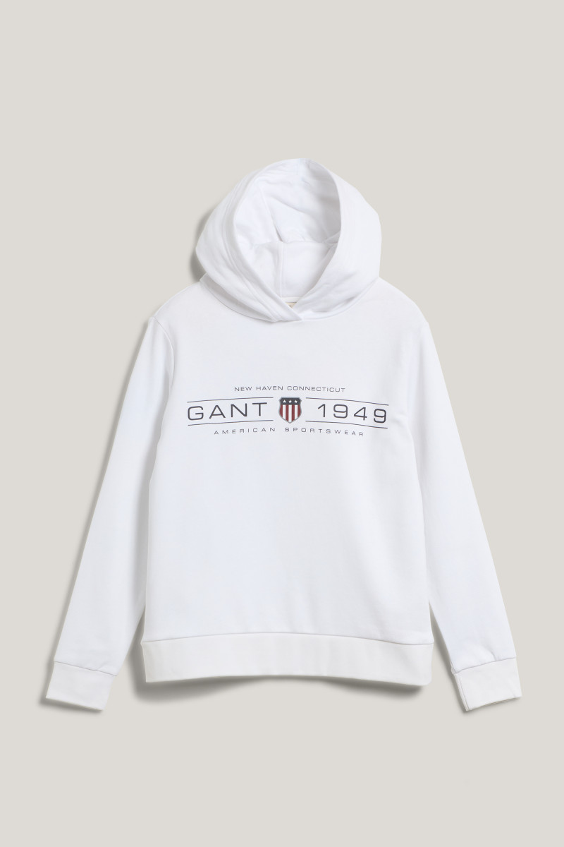 MIKINA GANT REG SHIELD HOODIE WHITE