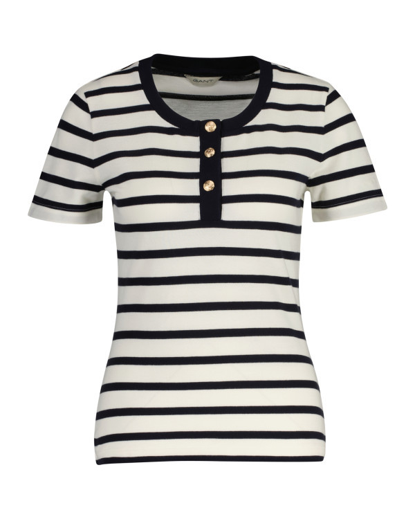 E-shop TRIČKO GANT SLIM STRIPED PIQUE SS T-SHIRT CREAM