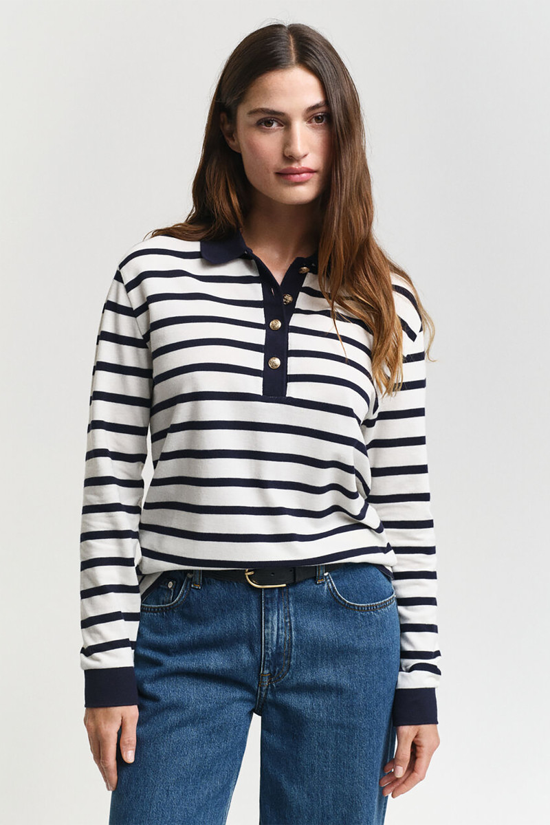 E-shop POLOKOŠILE GANT BRETON STRIPE LS PIQUE POLO CREAM