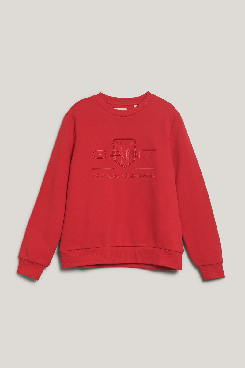 E-shop MIKINA GANT REG TONAL SHIELD C-NECK SWEAT BRIGHT RED