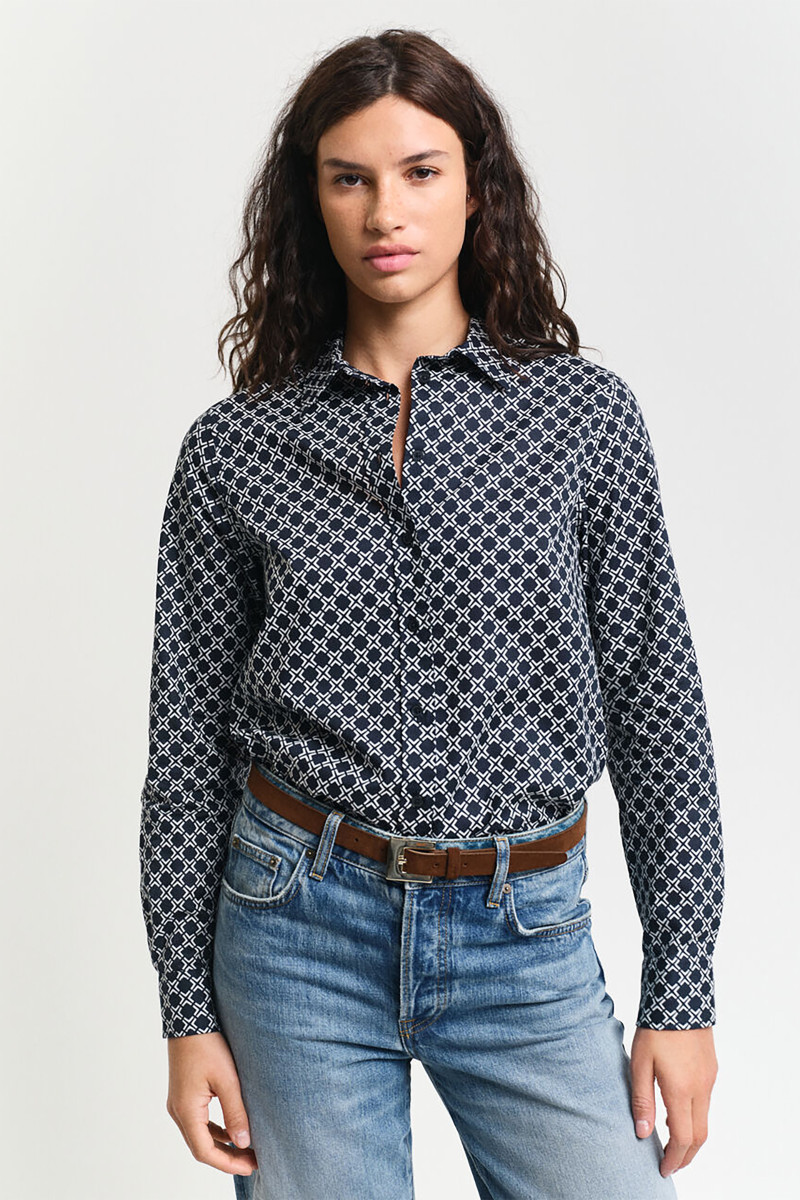 KOŠILE GANT REG GEOMETRIC CTN VOILE SHIRT EVENING BLUE
