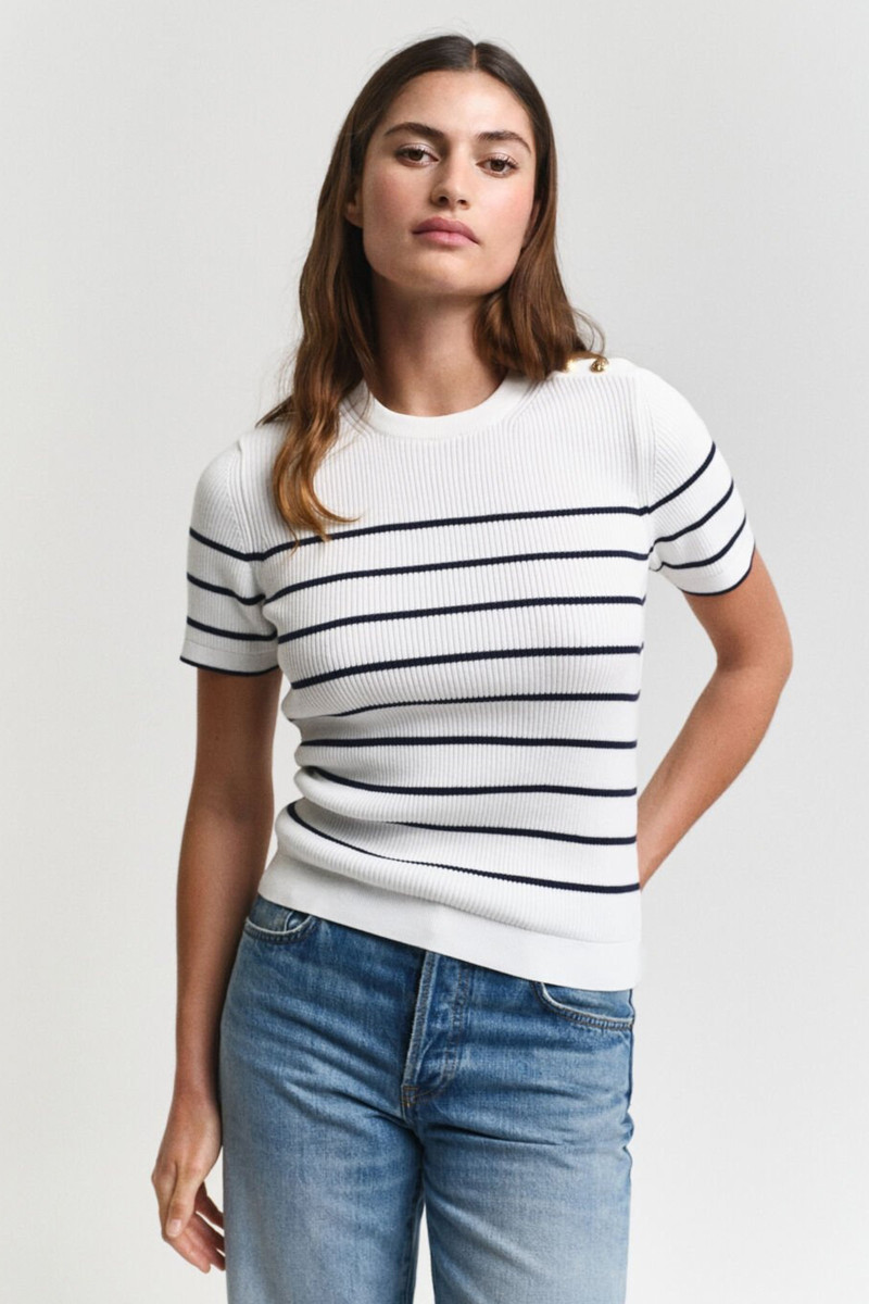 E-shop SVETR GANT RIBBED BRETON C-NECK CREAM