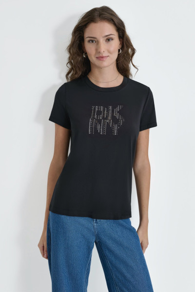 PÓLÓ DKNY S/S HOTFIX GRID LOGO - Kép 1