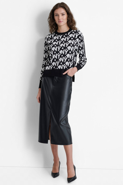 PULÓVER DKNY L/S REPEAT STACK LOG - Kép 2