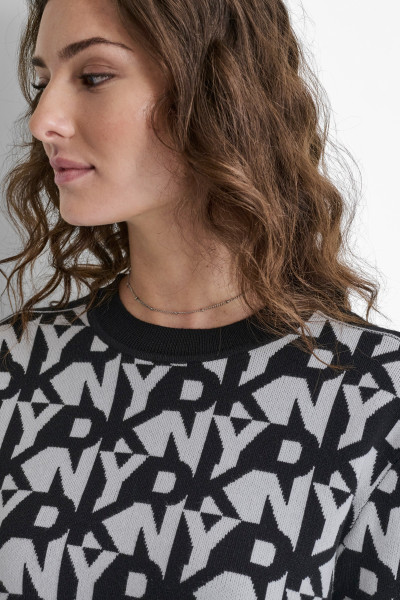 PULÓVER DKNY L/S REPEAT STACK LOG - Kép 5