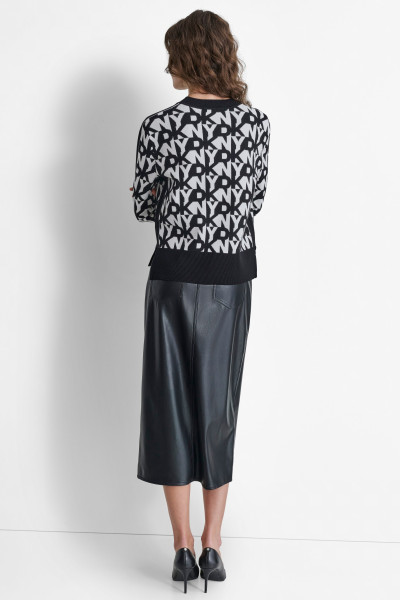 PULÓVER DKNY L/S REPEAT STACK LOG - Kép 3