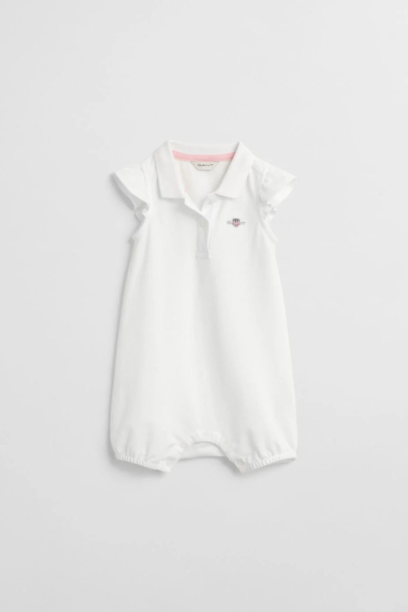 BODY GANT RUFFLED PIQUE ROMPER WHITE