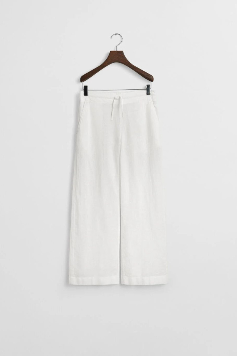 KALHOTY GANT PULL ON COTTON LINEN PANTS WHITE