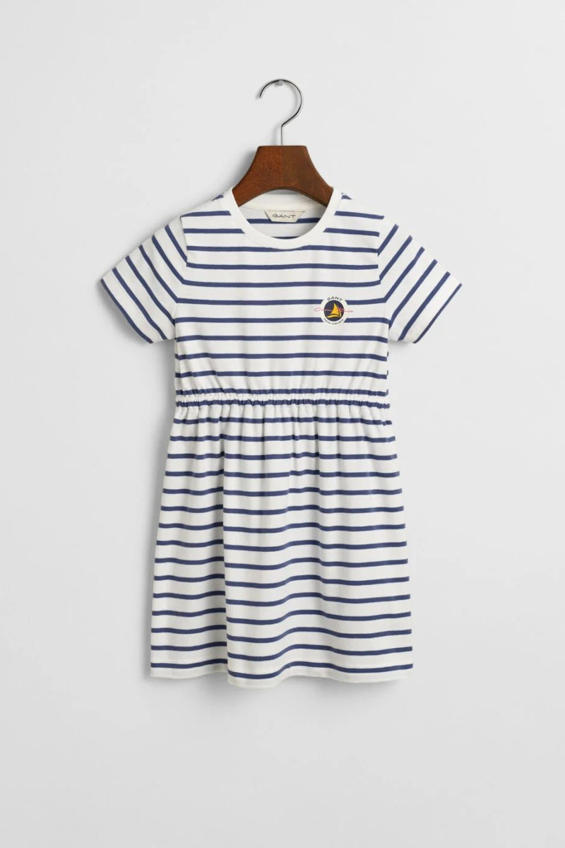ŠATY GANT STRIPED T-SHIRT DRESS DUSTY NAVY