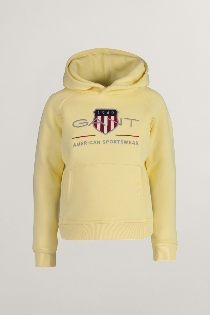 E-shop MIKINA GANT ARCHIVE SHIELD RAGLAN HOODIE DUSTY LIGHT YELLOW