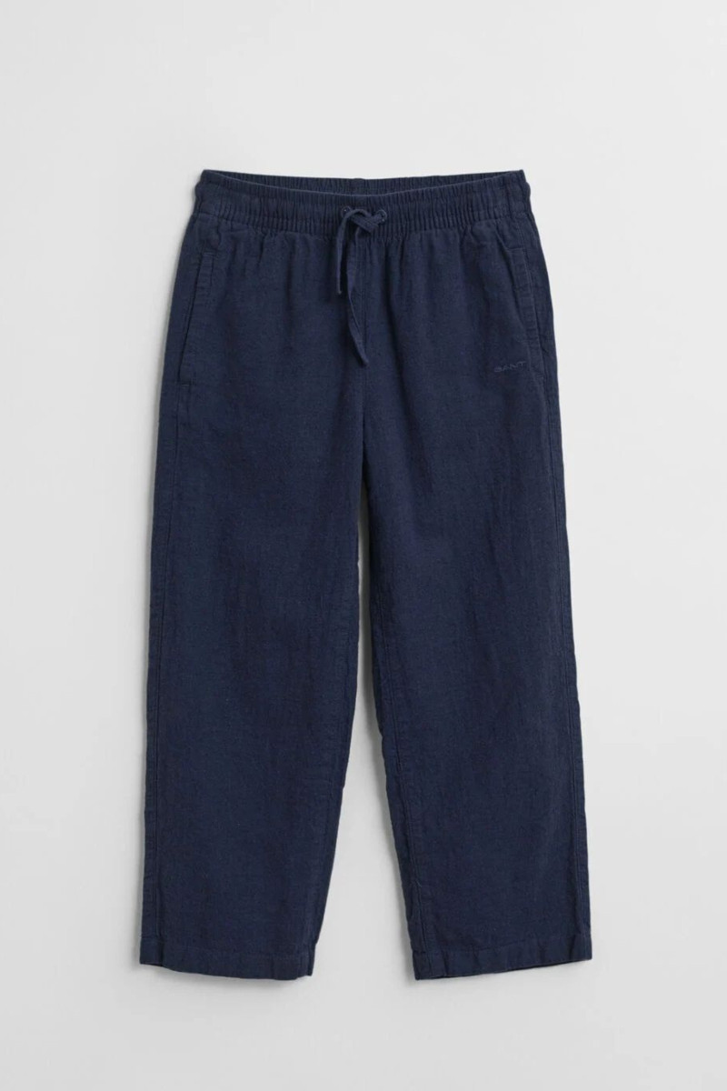 KALHOTY GANT COTTON LINEN PANTS MARINE