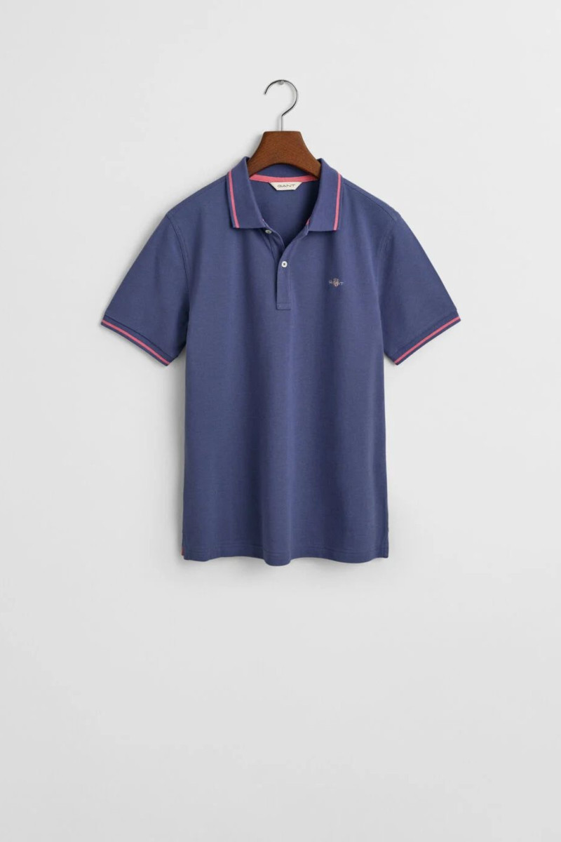 POLOKOŠILE GANT CONTRAST TIPPING SS PIQUE RUGGER DUSTY NAVY