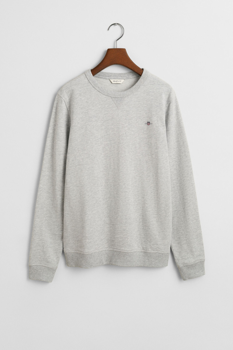MIKINA GANT SHIELD COTTON SLUB C-NECK LIGHT GREY MELANGE