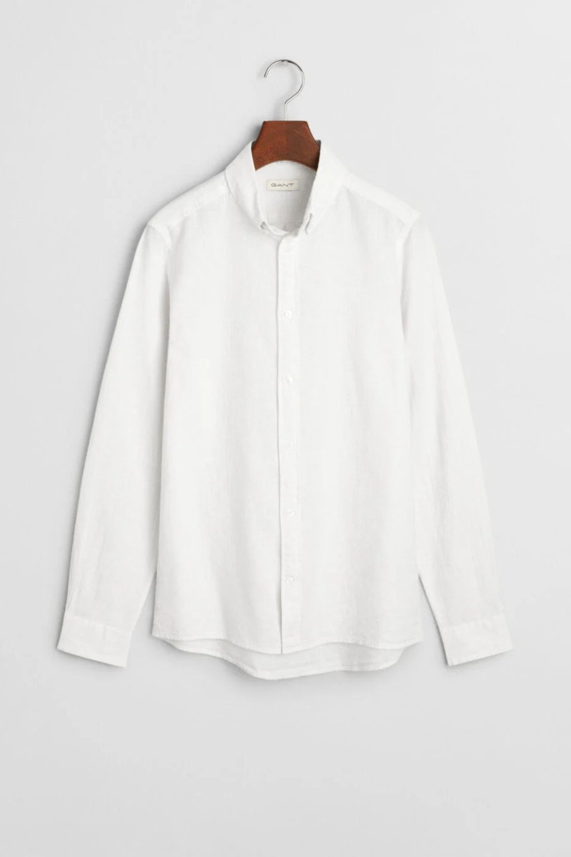 KOŠILE GANT COTTON LINEN BD LS SHIRT WHITE