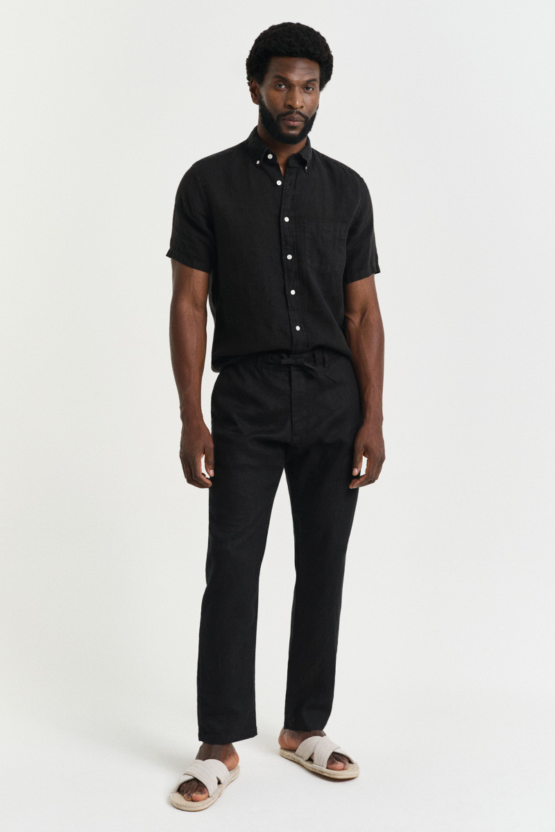 NOHAVICE GANT RELAXED LINEN DS PANTS BLACK