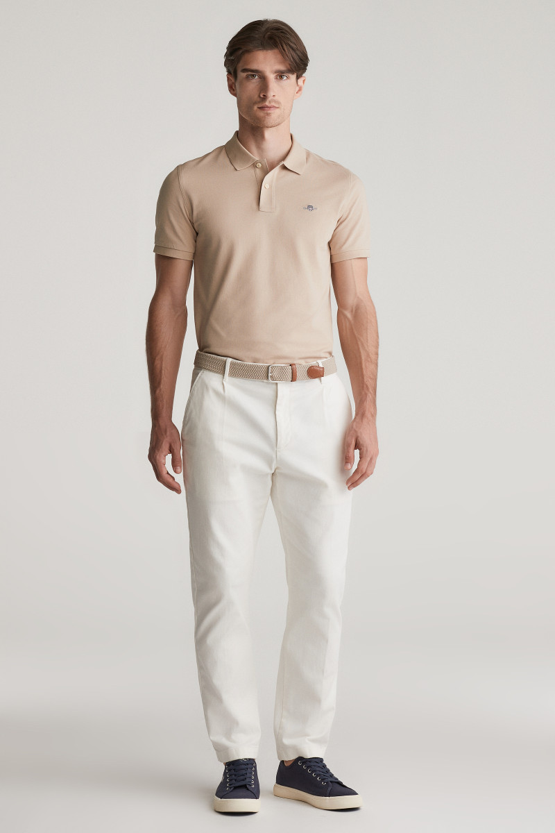 NOHAVICE GANT SLIM TAPERED COTTON TWILL PANTS EGGSHELL