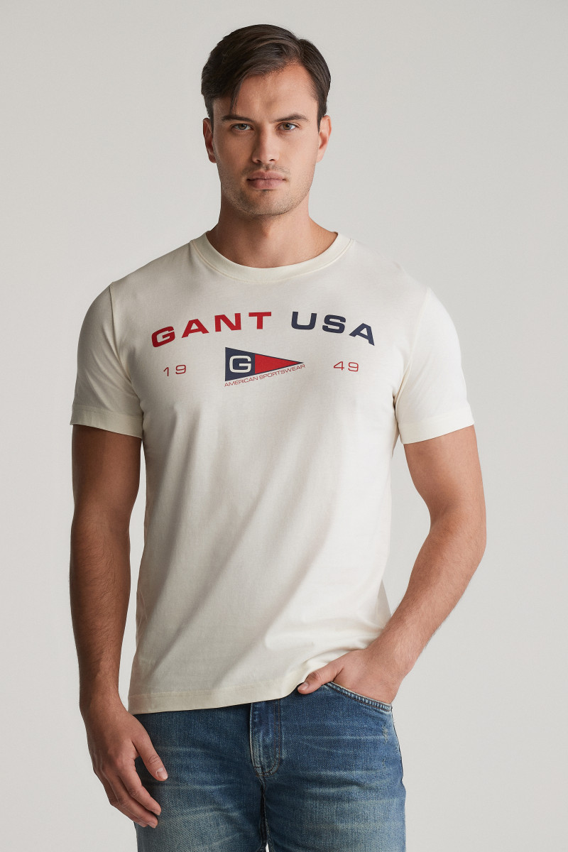 TRIČKO GANT GRAPHIC SS T-SHIRT CREAM