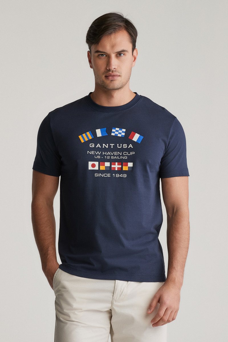 TRIČKO GANT GRAPHIC SS T-SHIRT EVENING BLUE