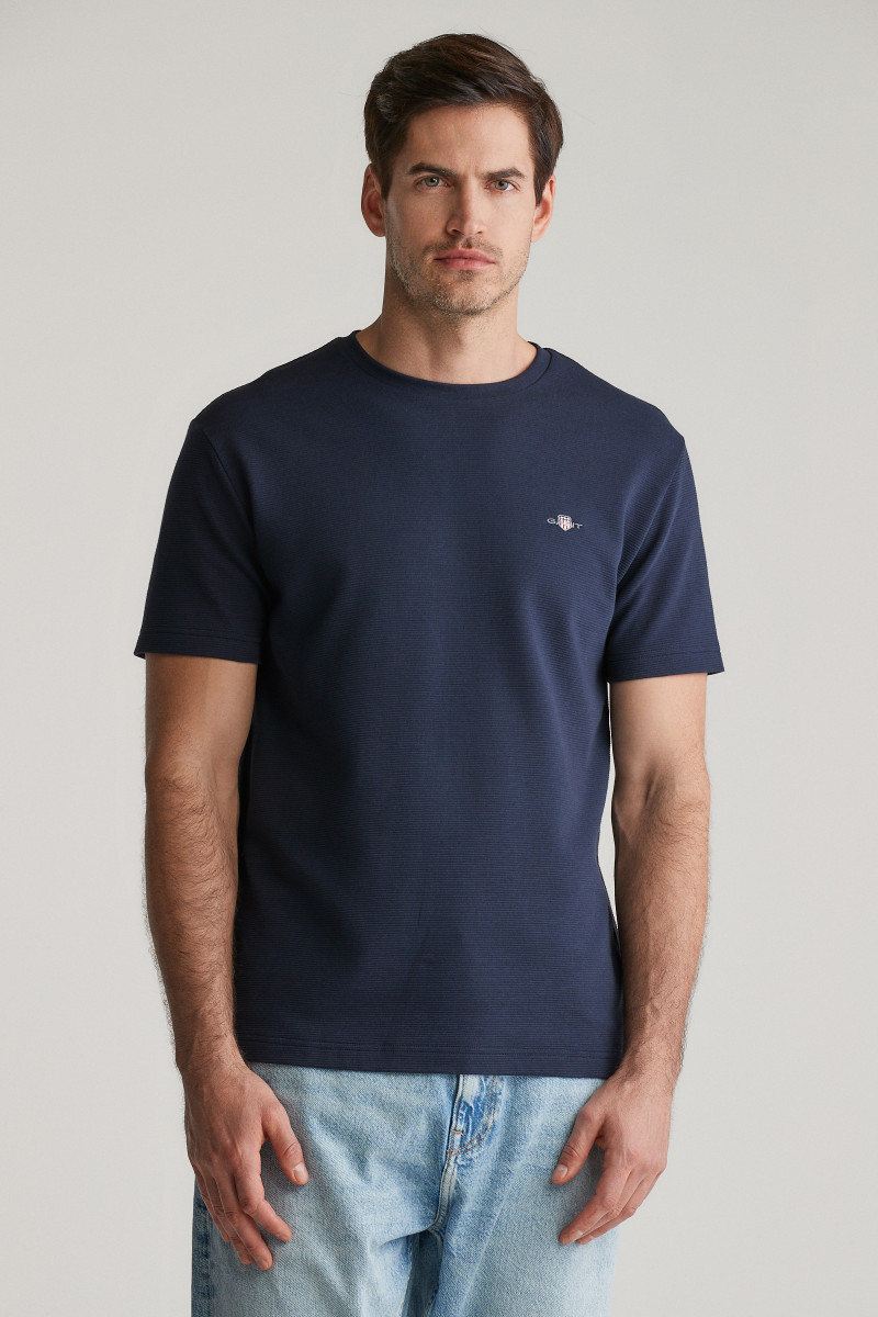 E-shop TRIČKO GANT TEXTURE SS TSHIRT EVENING BLUE