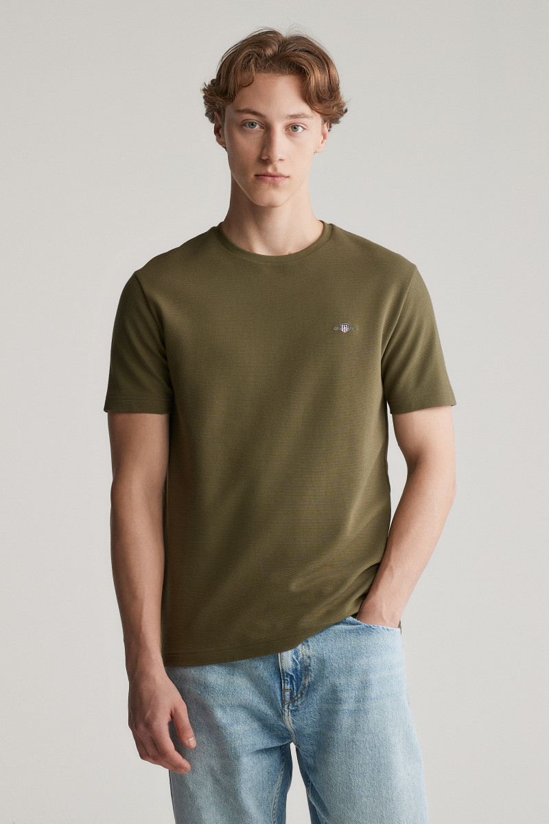 E-shop TRIČKO GANT TEXTURE SS TSHIRT JUNIPER GREEN