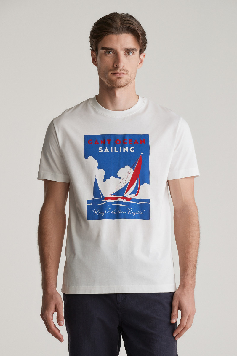 TRIČKO GANT GRAPHIC SS T-SHIRT EGGSHELL