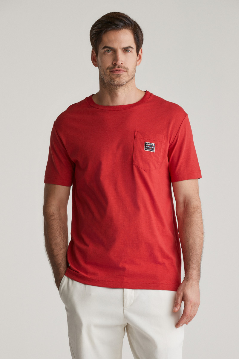 TRIČKO GANT POCKET CONTRAST SS T-SHIRT RUBY RED