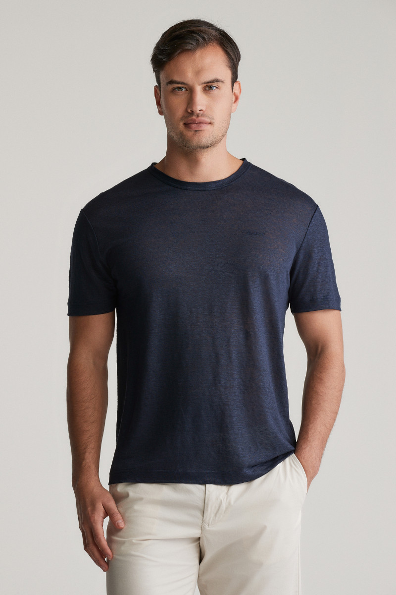 E-shop TRIČKO GANT LINEN SS TSHIRT EVENING BLUE
