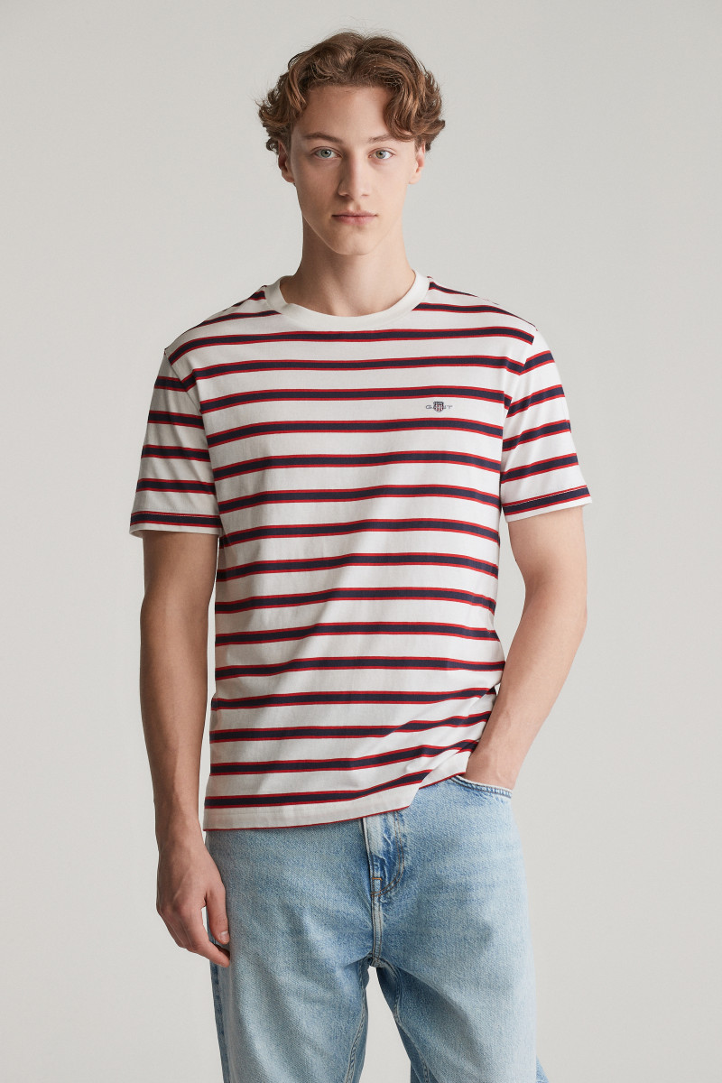 E-shop TRIČKO GANT STRIPED SS TSHIRT EGGSHELL