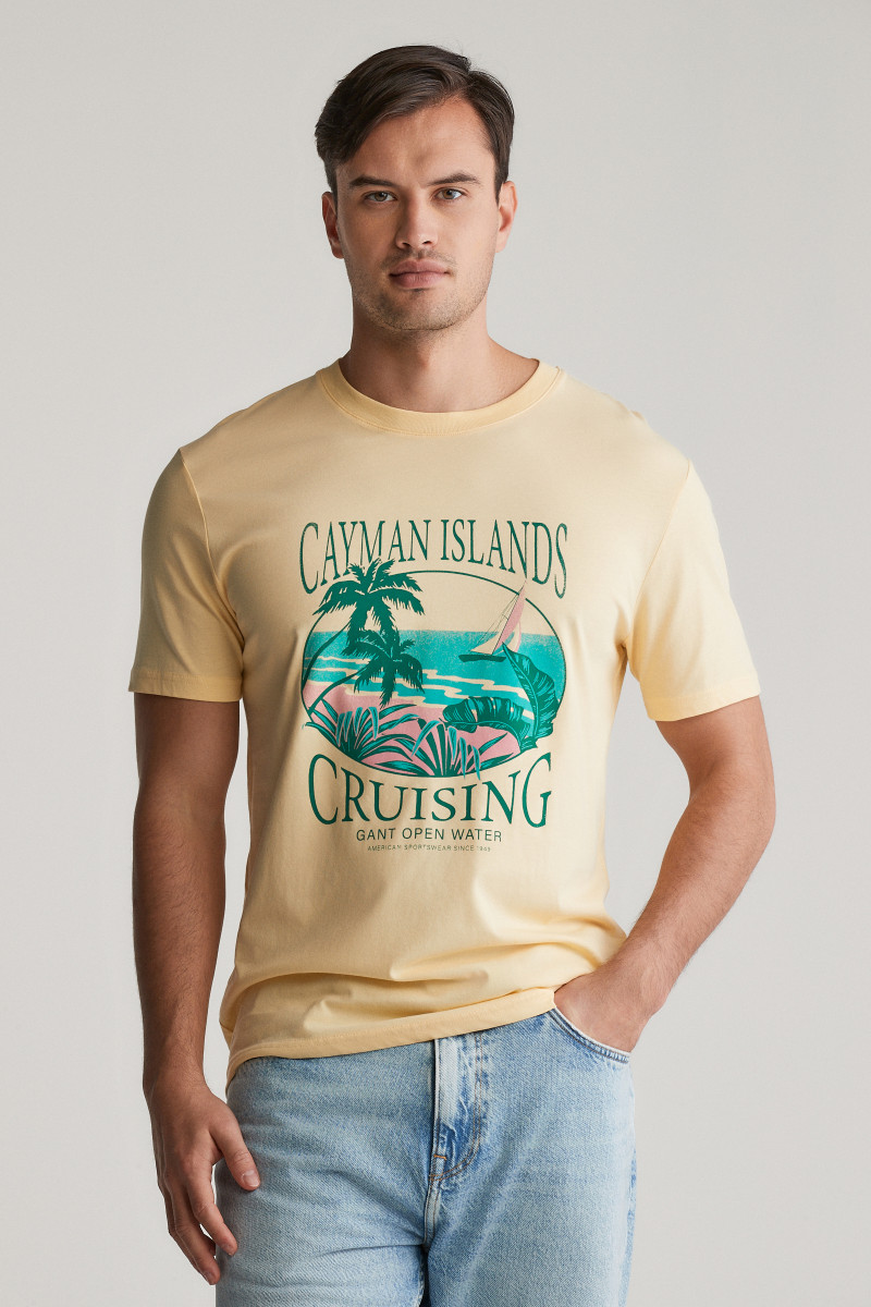 E-shop TRIČKO GANT PLACED GRAPHIC TSHIRT DUSTY LIGHT YELLOW