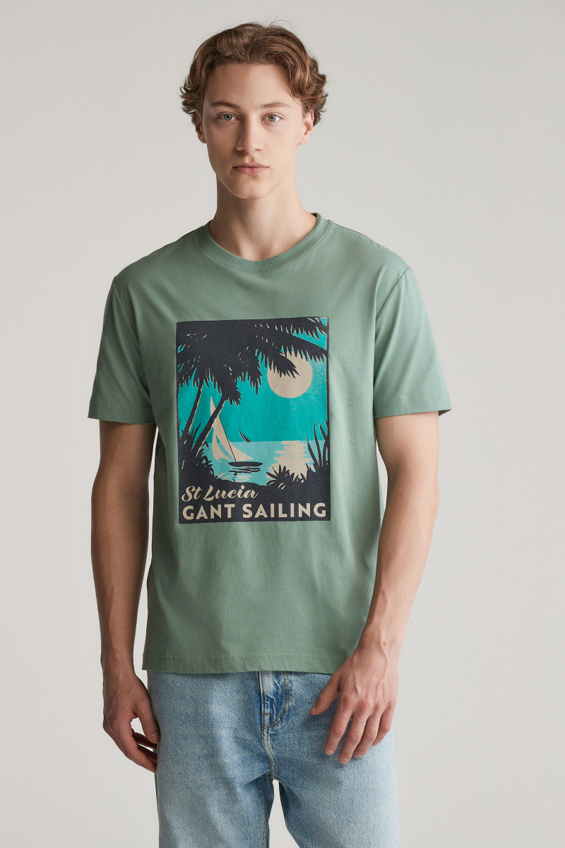 TRIČKO GANT PLACED GRAPHIC TSHIRT KALAMATA GREEN