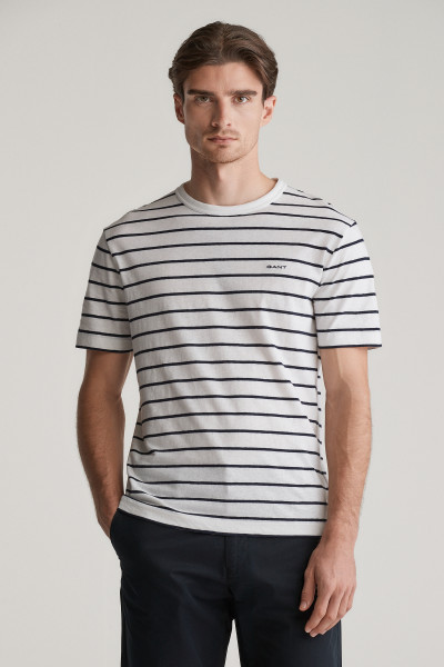 TRIČKO GANT COTTON LINEN STRIPE SS T-SHIRT - Fotografia č. 1