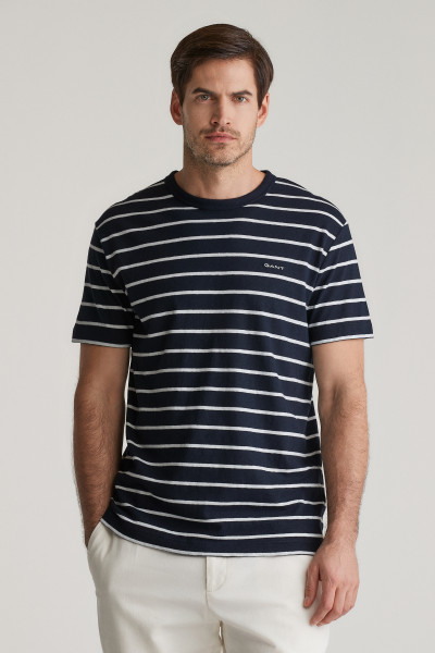 TRIČKO GANT COTTON LINEN STRIPE SS T-SHIRT - Fotografia č. 1