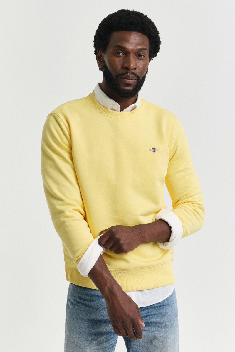 E-shop MIKINA GANT REG SHIELD C-NECK SWEAT BANANA YELLOW