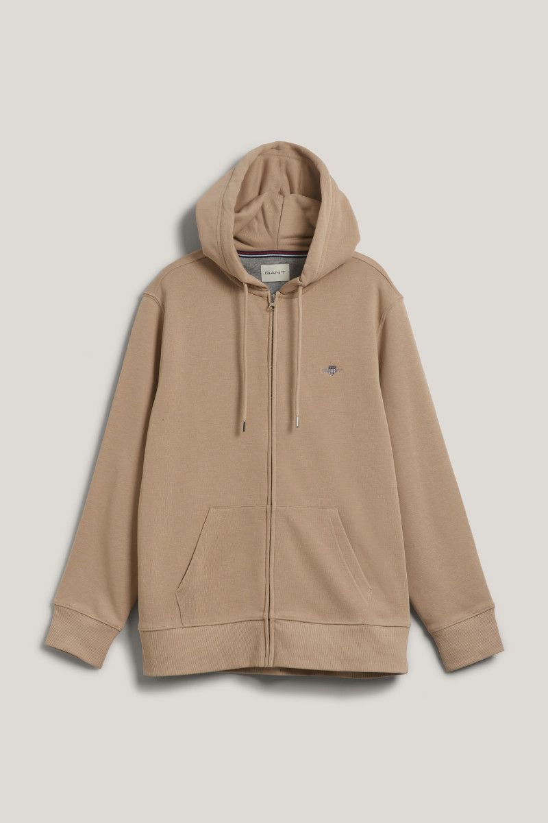MIKINA GANT REG SHIELD FULL ZIP HOODIE DRY SAND