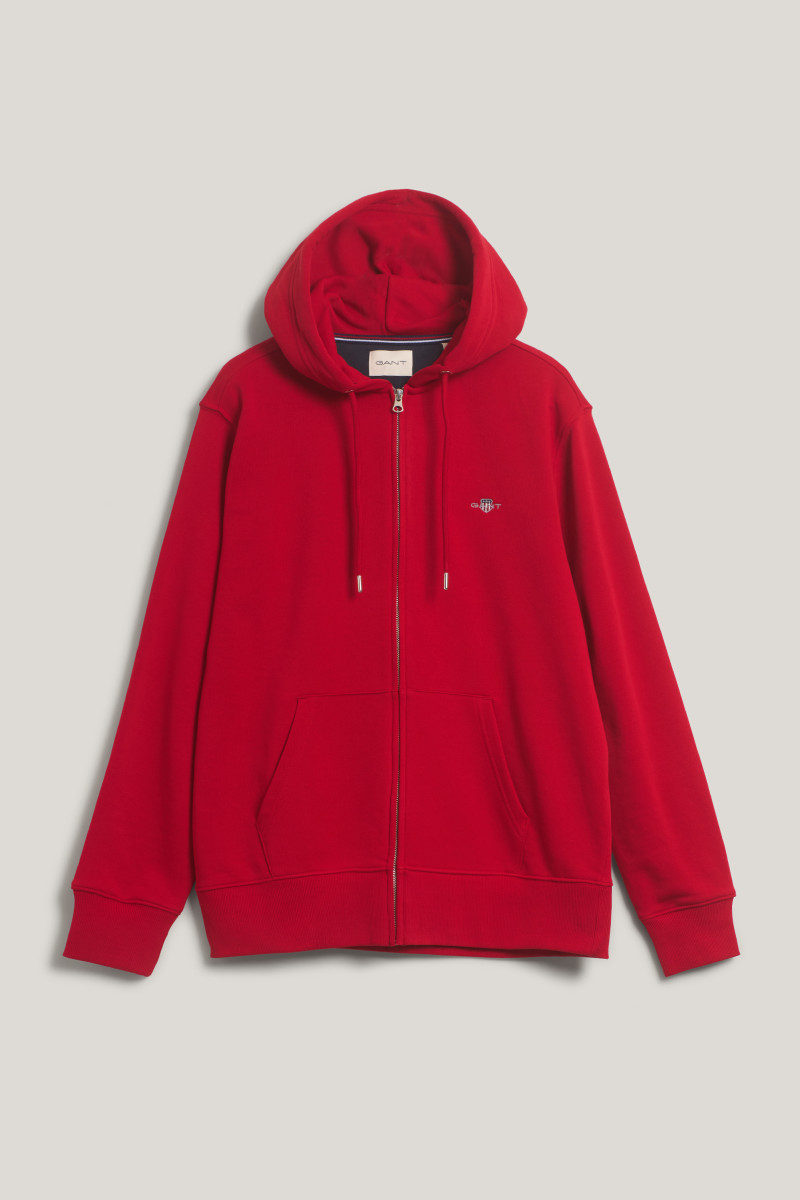 E-shop MIKINA GANT REG SHIELD FULL ZIP HOODIE RUBY RED