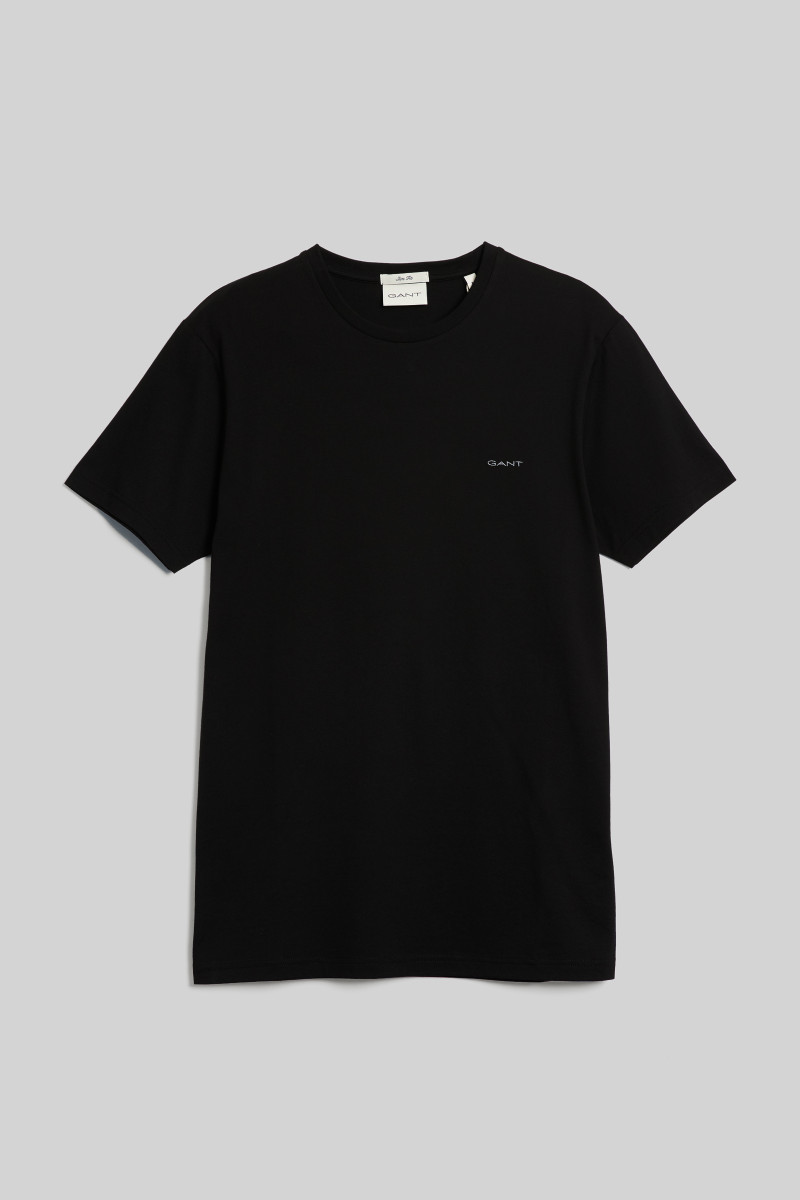 E-shop TRIČKO GANT SLIM MERCERIZED SS T-SHIRT BLACK